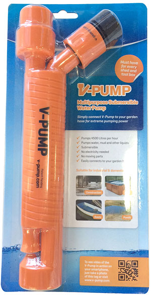 V-Pump Water Pump Multi-Purpose Submersible Connects To Garden Hose 